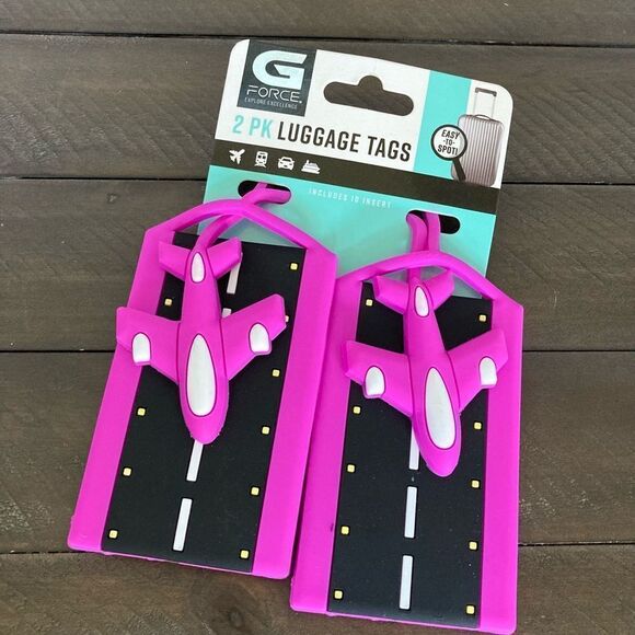Airplane Runway Pilot Travel ID Luggage Tags Set - Picture 1 of 4